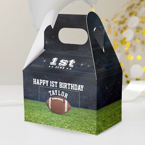 American Football Field Happy 1st Birthday Party Favor Boxes