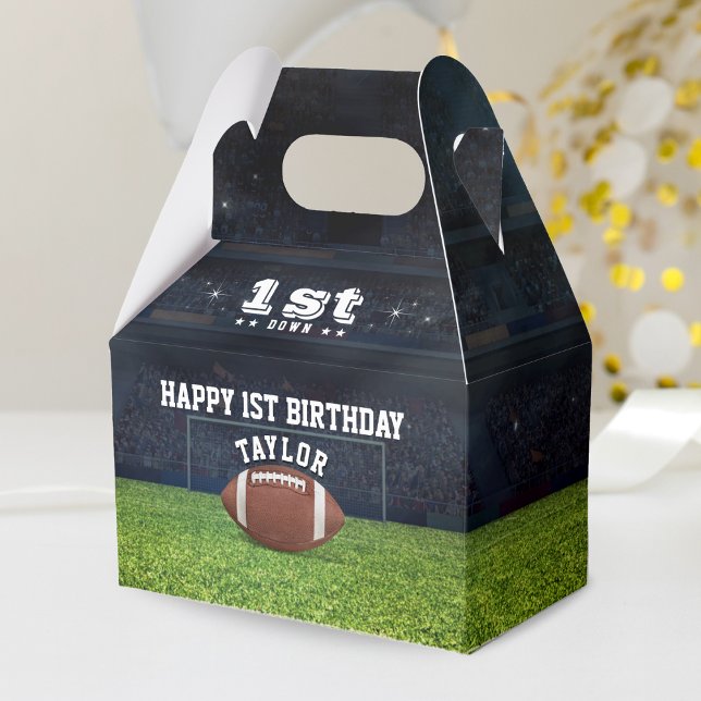 American Football Field Happy 1st Birthday Party Favor Boxes (American Football Field Happy 1st Birthday Party Favor Box)