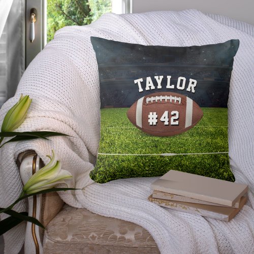 American Football Field Name Team Jersey Number Throw Pillow
