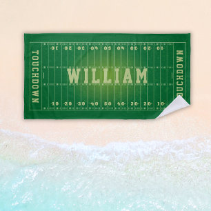 American Football Field Personalized Kids Beach Towel