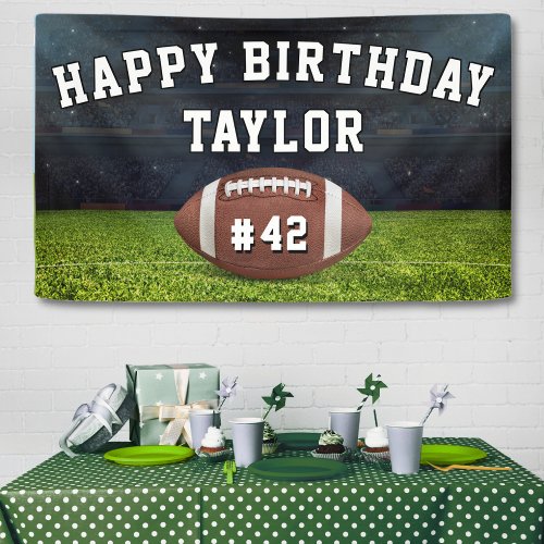 American Football Field Team Number Happy Birthday Banner