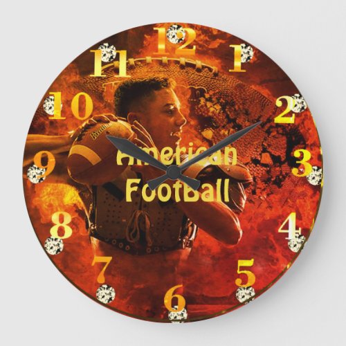 American Football Fireball Round Wall Clock