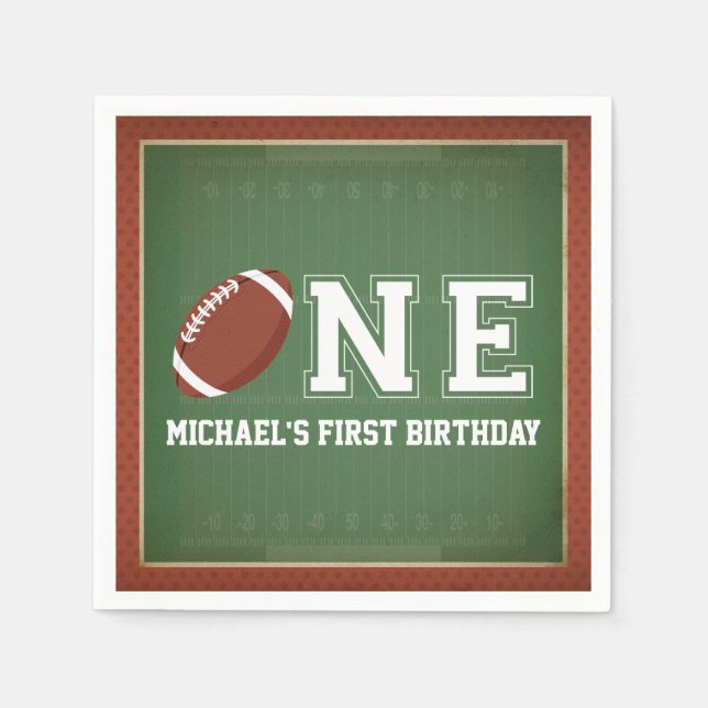 American Football First Birthday Napkins (Front)