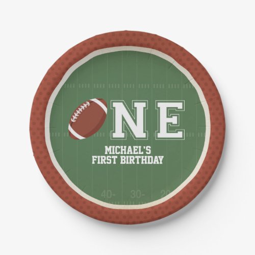 American Football First Birthday Paper Plates