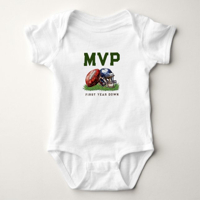 American Football First Year Down 1st Birthday Baby Bodysuit (Front)