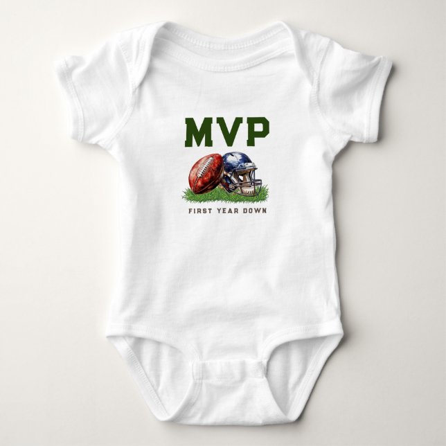 American Football First Year Down 1st Birthday Baby Bodysuit (Front)