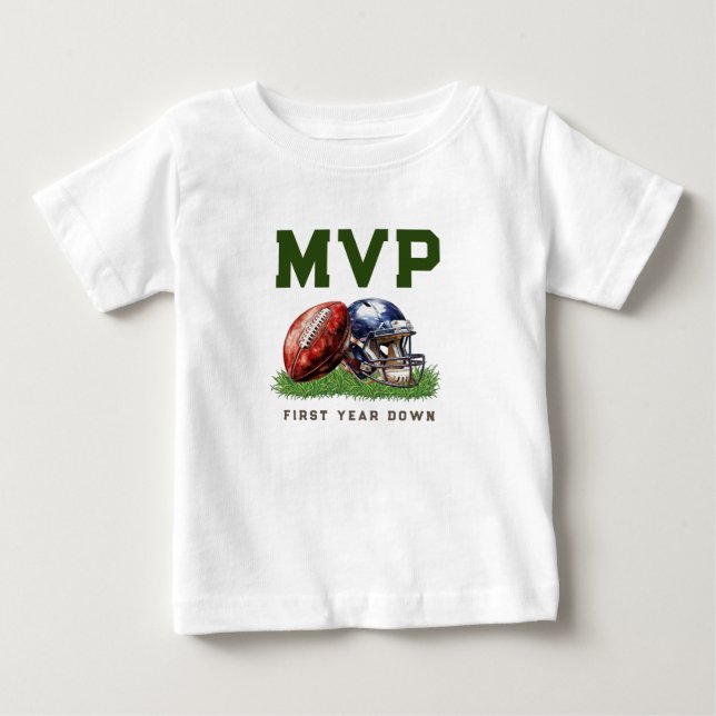 American Football First Year Down 1st Birthday Baby T-Shirt (Front)