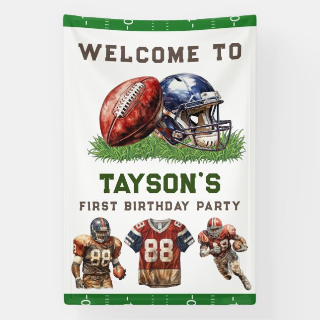 American Football First Year Down 1st Birthday Banner (Vertical)