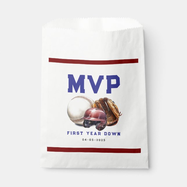American Football First Year Down 1st Birthday Favor Bag (Front)