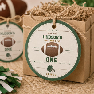 American Football First Year Down 1st Birthday Favor Tags