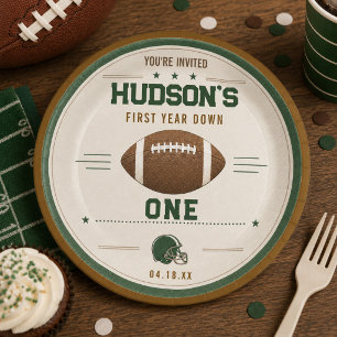 American Football First Year Down 1st Birthday Paper Plates