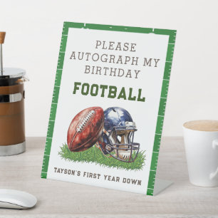 American Football First Year Down 1st Birthday Pedestal Sign