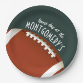 American Football Game Day Dark Green Paper Plates (Front)