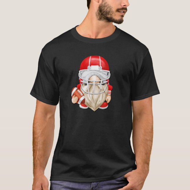 American Football Gnome With Red Football Helmet F T-Shirt (Front)