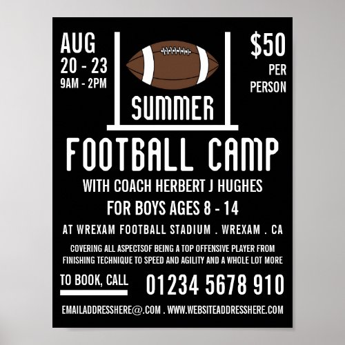 American Football  Goal Football Camp Advertising Poster