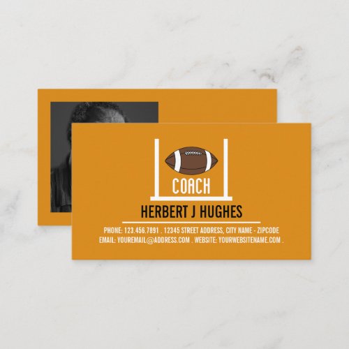 American Football  Goal Football Coach Photo Business Card