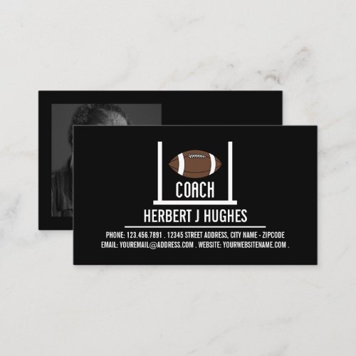 American Football  Goal Football Coach Photo Business Card