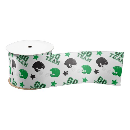 American Football Green and Black Patterns Satin Ribbon