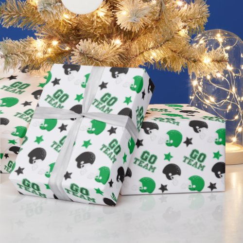 American Football Green and Black Patterns Wrapping Paper