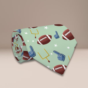 American Football Green Pattern Neck Tie