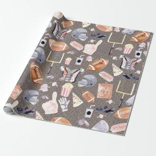 American Football Grey texture Pattern Wrapping Paper