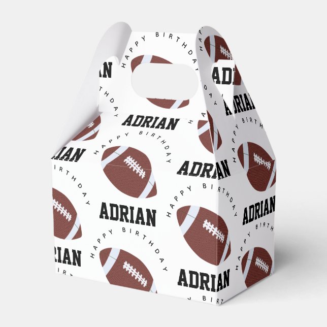 American Football Gridiron Ball Birthday Name Favor Boxes (Front Side)