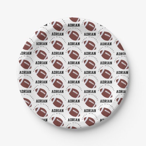 American Football Gridiron Ball Birthday Name Paper Plates