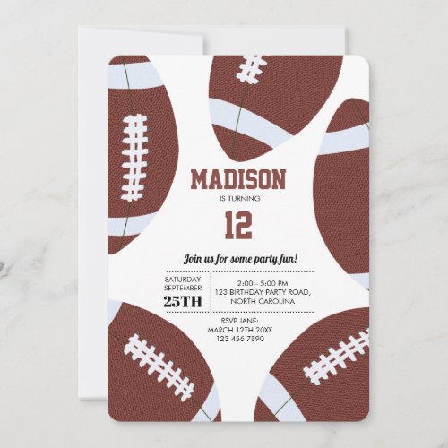 American Football Gridiron Ball Birthday Party Invitation