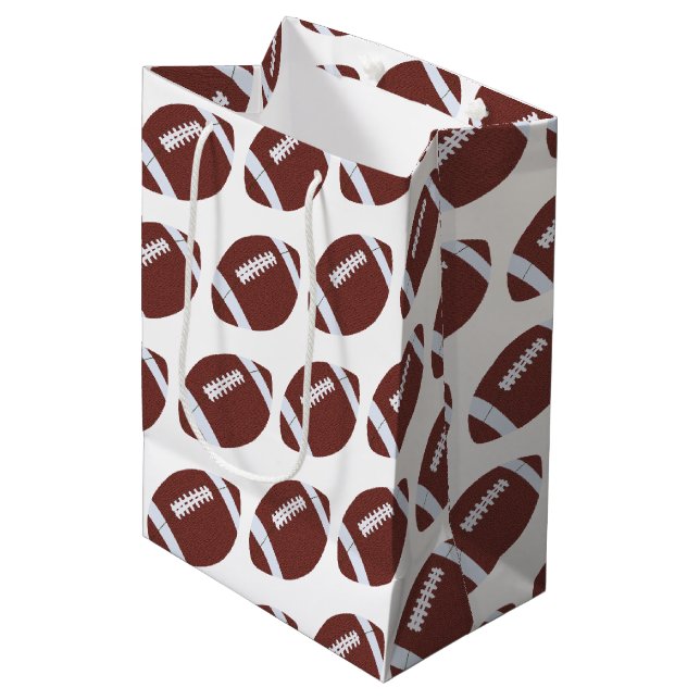 American Football Gridiron Ball Pattern Medium Gift Bag (Front Angled)
