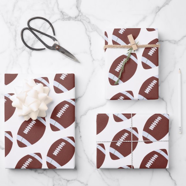 American Football Gridiron Ball Pattern Wrapping Paper Sheets (Front)