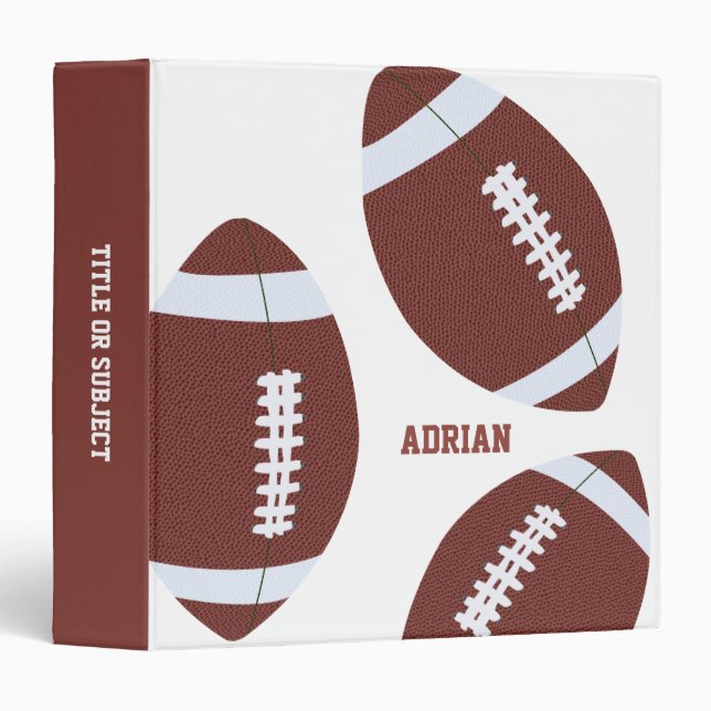 American Football Gridiron Ball Personalized  3 Ring Binder (Front/Spine)