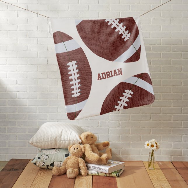 American Football Gridiron Ball Personalized Baby Blanket (In Situ)