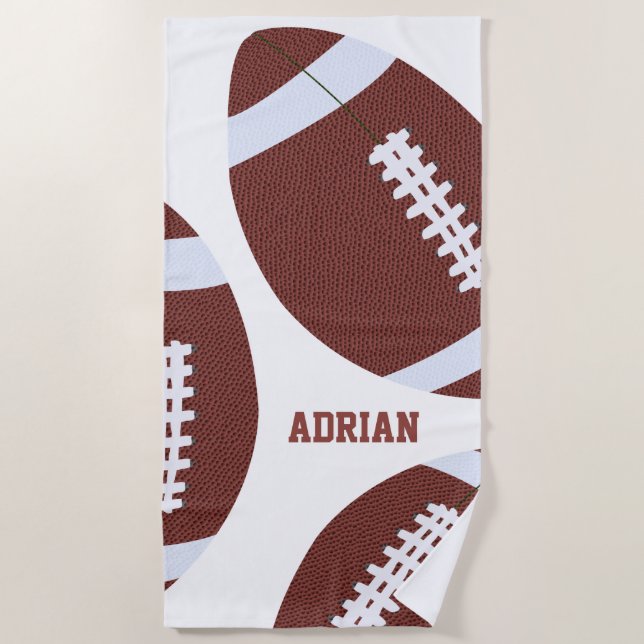American Football Gridiron Ball Personalized Beach Towel (Front)