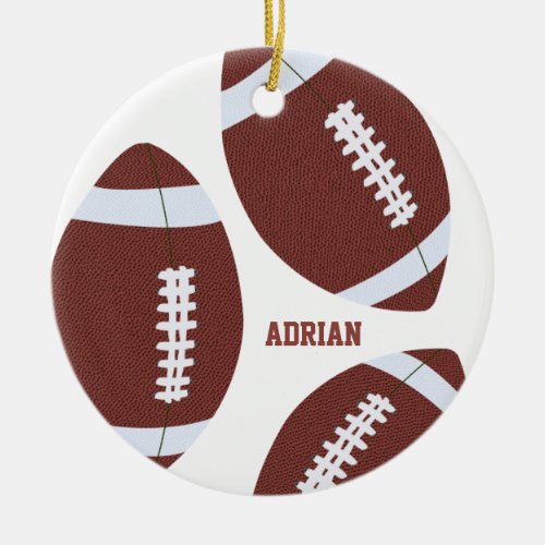 American Football Gridiron Ball Personalized  Ceramic Ornament