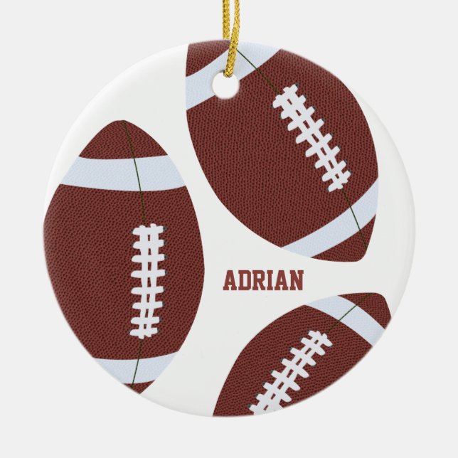 American Football Gridiron Ball Personalized  Ceramic Ornament (Front)