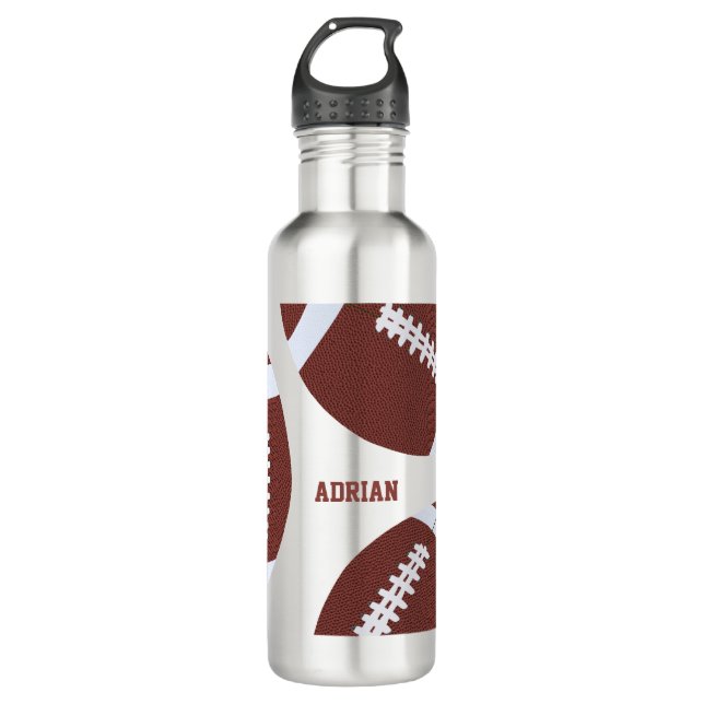 American Football Gridiron Ball Personalized  Stainless Steel Water Bottle (Front)