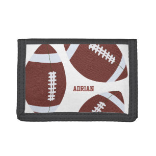 American Football Gridiron Ball Personalized Tri-fold Wallet