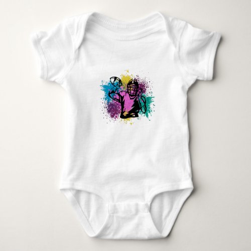 American Football Grungy Color Splashes Baby Bodysuit
