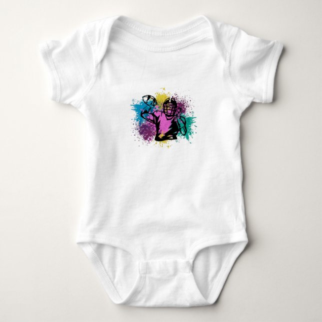 American Football Grungy Color Splashes Baby Bodysuit (Front)