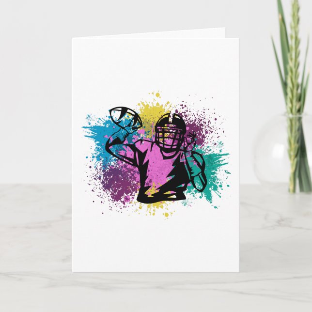 American Football Grungy Color Splashes Card (Front)