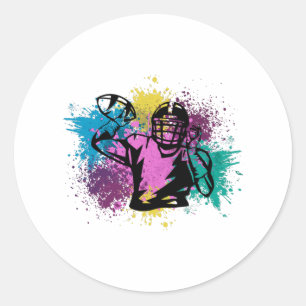 American Football Grungy Color Splashes Classic Round Sticker