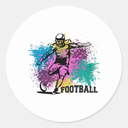 American Football Grungy Color Splashes Classic Round Sticker