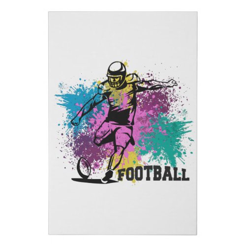 American Football Grungy Color Splashes Faux Canvas Print