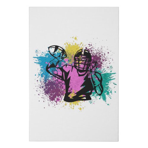 American Football Grungy Color Splashes Faux Canvas Print