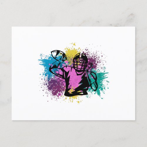 American Football Grungy Color Splashes Postcard