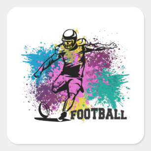 American Football Grungy Color Splashes Square Sticker