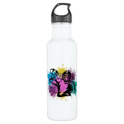 American Football Grungy Color Splashes Stainless Steel Water Bottle