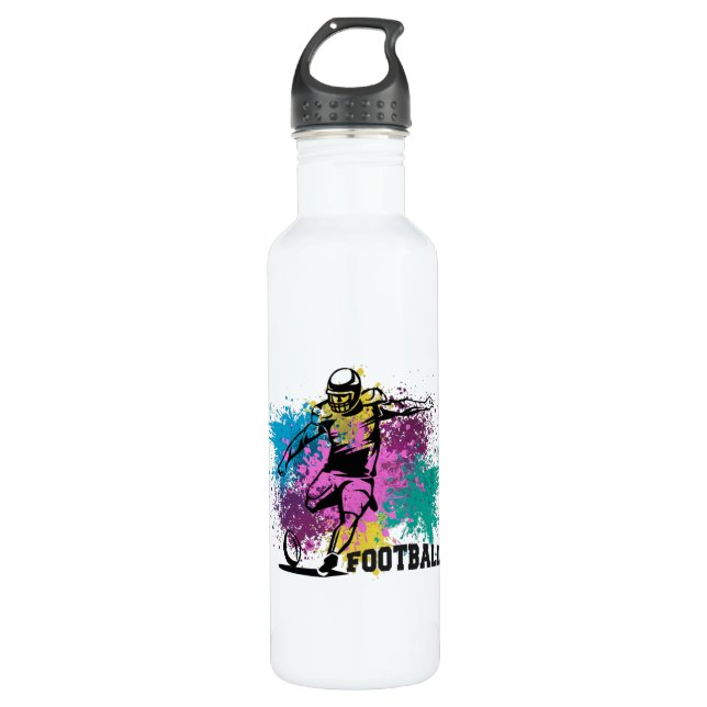 American Football Grungy Color Splashes Stainless Steel Water Bottle (Front)