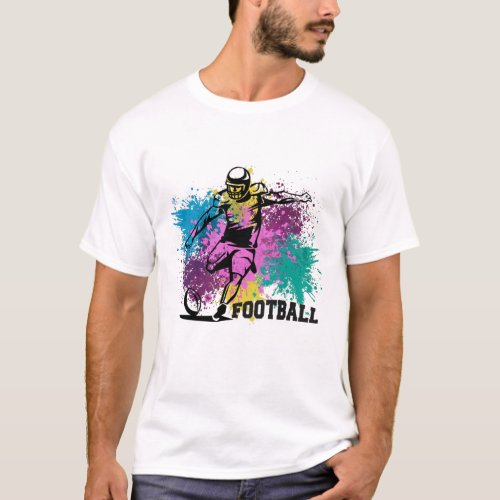 American Football Grungy Color Splashes T_Shirt