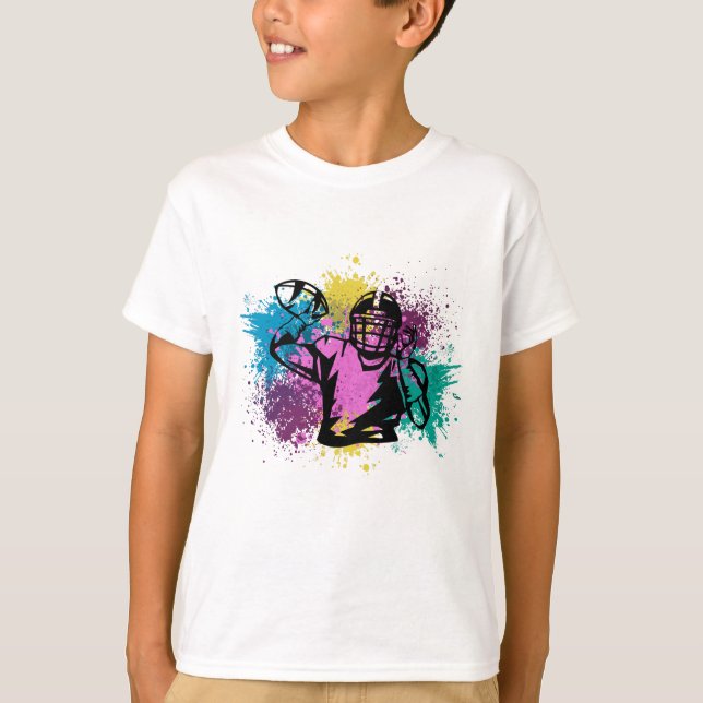American Football Grungy Color Splashes T-Shirt (Front)